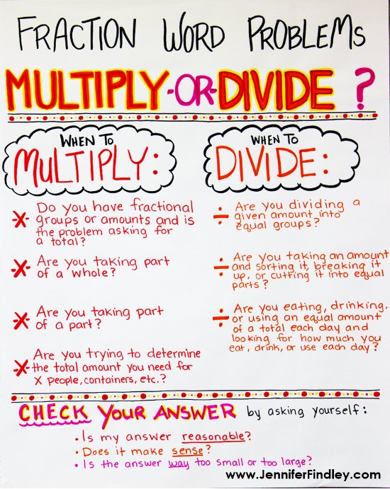 Fraction Word Problems Multiplying And Dividing Fractions Teaching 