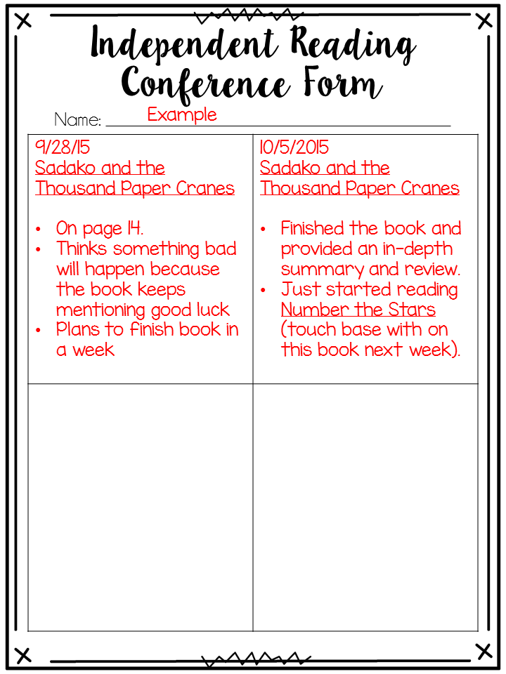  One of my favorite parts of reading is independent reading conferences. I wanted to share some ideas about how to get started with independent reading conferences. 