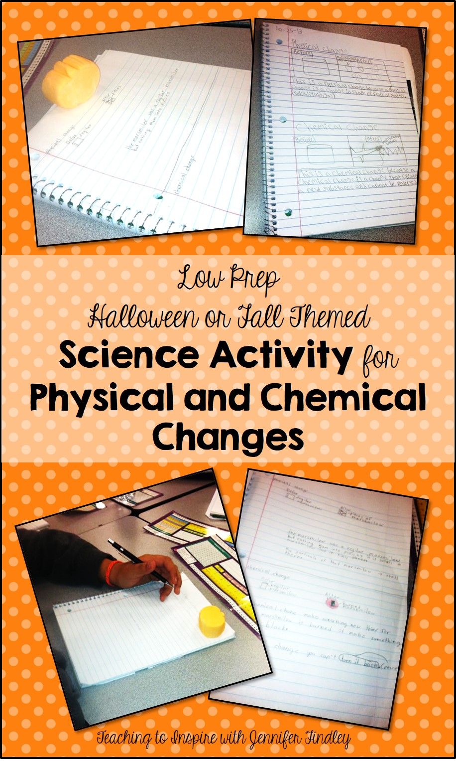 Low Prep Physical and Chemical Changes Activity with a Fall or Halloween Theme