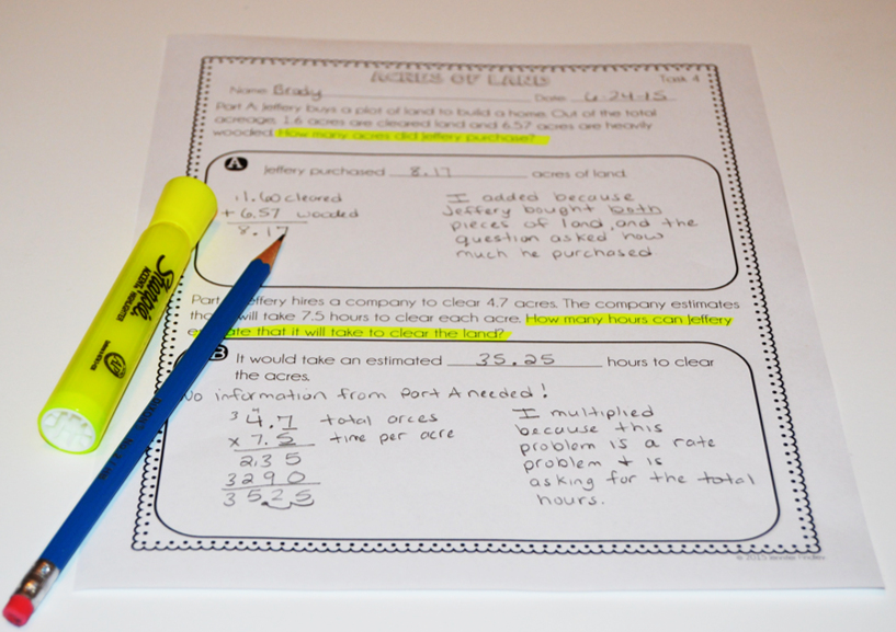 Using word problems with sentences stems specific to the word problem are a great way to scaffold students writing in math. Read more on this post.