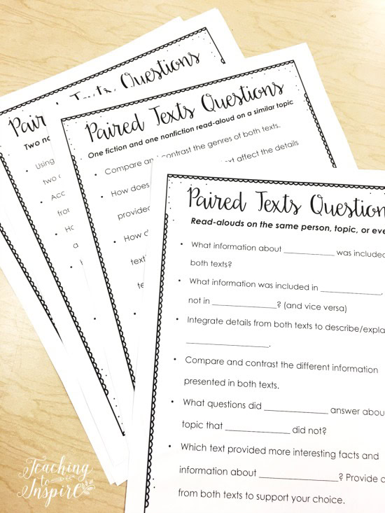 Free questioning guide to use with paired texts!