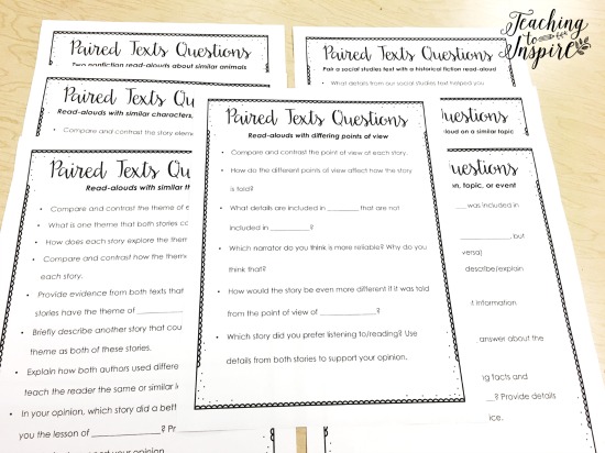Free questioning guide to use with paired texts!