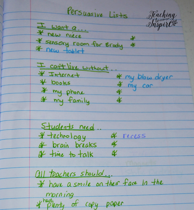 Having students create lists of personal topics is the perfect way to ensure they never run out of ideas for writing.
