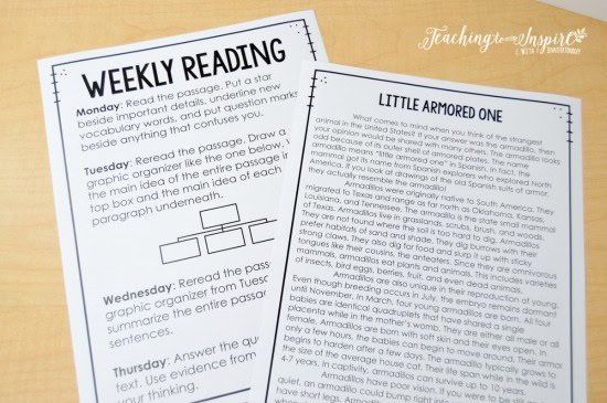 This weekly reading is a great option for a fluency activity for guided reading. Read about more suggestions for guided reading texts on this post.