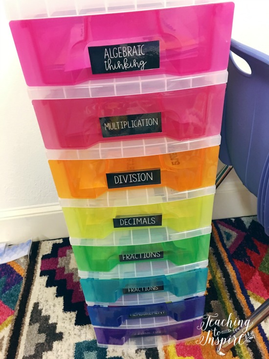 Lots of tips for organizing math centers for daily/weekly use and for future use. Affordable options also included! 