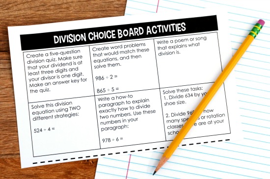 Easy to prep choice boards are perfect to leave for substitute work. Read more substitute tips on this post.