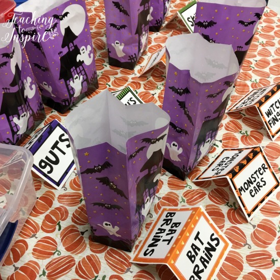 • I’ve always wanted to do this Halloween activity with my students, but the idea of making the mystery boxes was daunting. I switched to Halloween bags and it was so much easier to prep and execute. Read more and grab the table tent labels on this post.