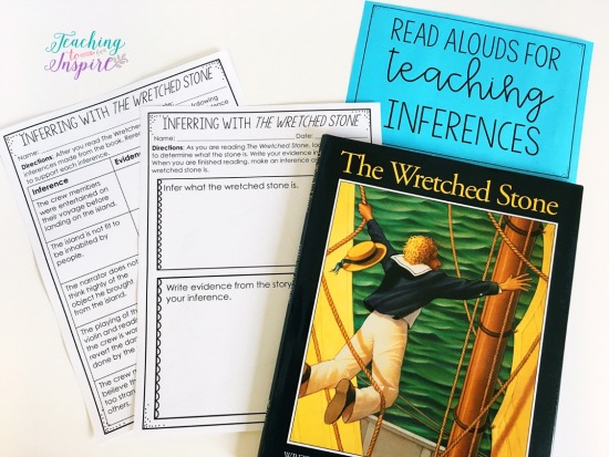 The Wretched Stone by Chris Van Allsburg is a great book for teaching students to infer. Read more suggested read alouds for inferences on this post. 