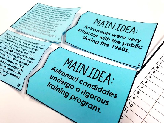 Main idea reading puzzles...perfect for a 4th and 5th grade reading center