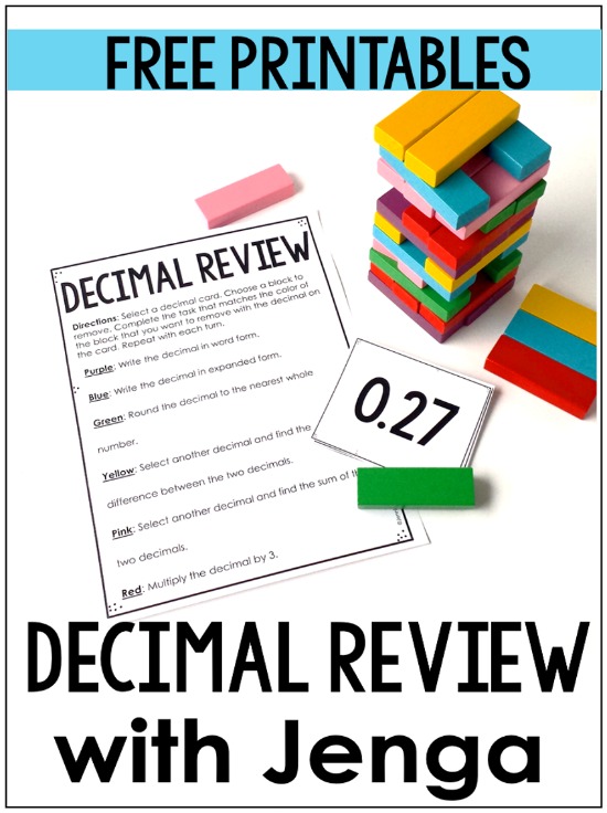Want to review decimals in an engaging way? Click through to read about and download a FREE decimals game using Jenga blocks.