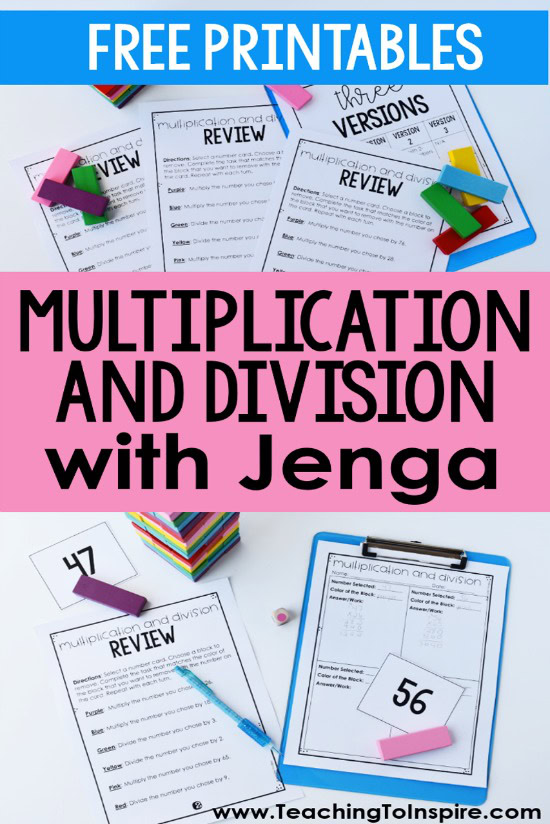 multiplication and division game with jenga blocks teaching with jennifer findley