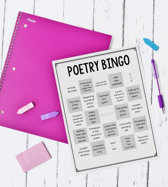 Check out these poetry activities for upper elementary that your students will love! This post includes a FREE poetry types booklet and a FREE poetry terms Bingo board!