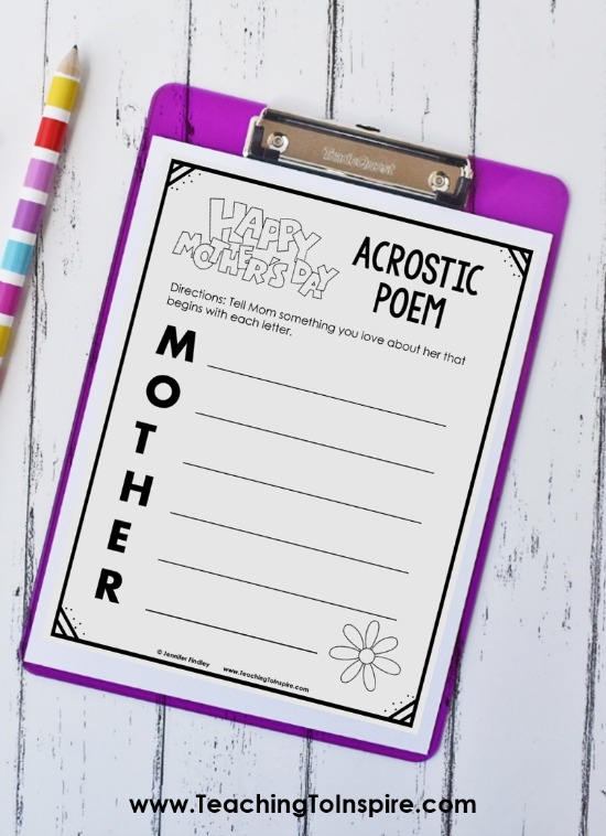 This FREE acrostic poem is perfect for a simple Mother’s Day gift idea.