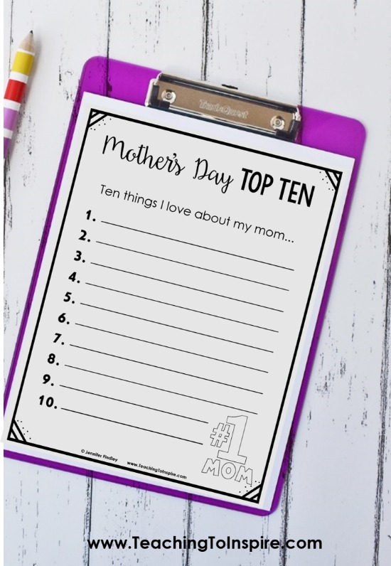 This FREE top list is a great and simple Mother’s Day gift idea.
