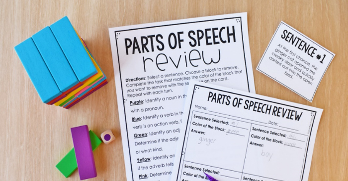 Want to review parts of speech in an engaging way? Click through to read about and download a FREE parts of speech review for 4th-5th grade using Jenga blocks.