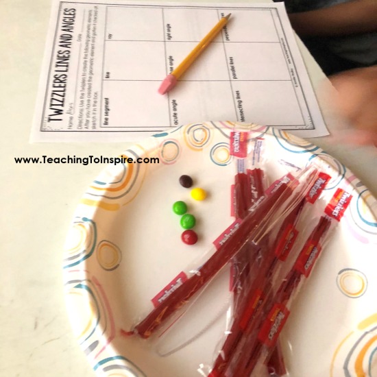 Teaching lines and angles? Check out this engaging activity using Twizzlers and Skittles! Read the details and grab all of the printables for free on this post.
