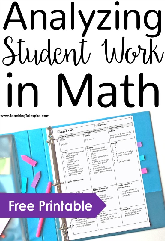 Analyzing student work in math made practical, meaningful, and a bit easier with these steps and one-page printable!