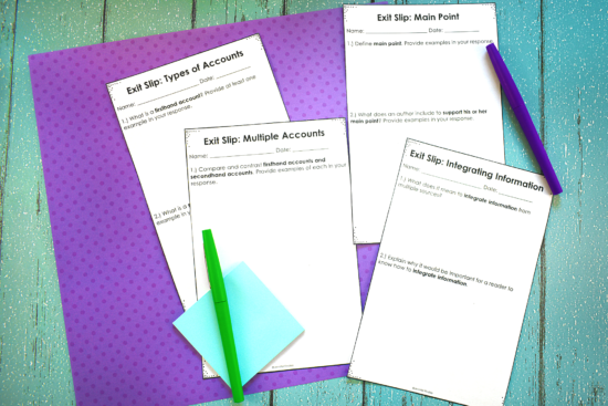 Reading exit slips are a great way to quickly assess your students on the reading skills and standards you are teaching. Grab some free reading exit slips on this post and read more about how to use them.