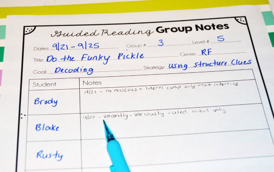 Guided reading notes made easy! Read how I use ONE guided reading form to help me stay organized and grab the template for free!