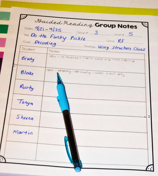 Guided reading notes made easy! Read how I use ONE guided reading form to help me stay organized and grab the template for free!