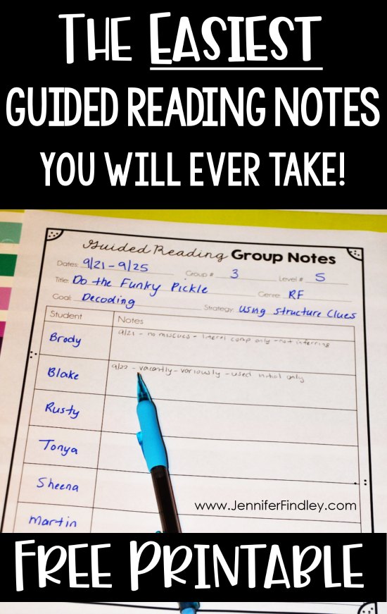Guided reading notes made easy! Read how I use ONE guided reading form to help me stay organized and grab the template for free!