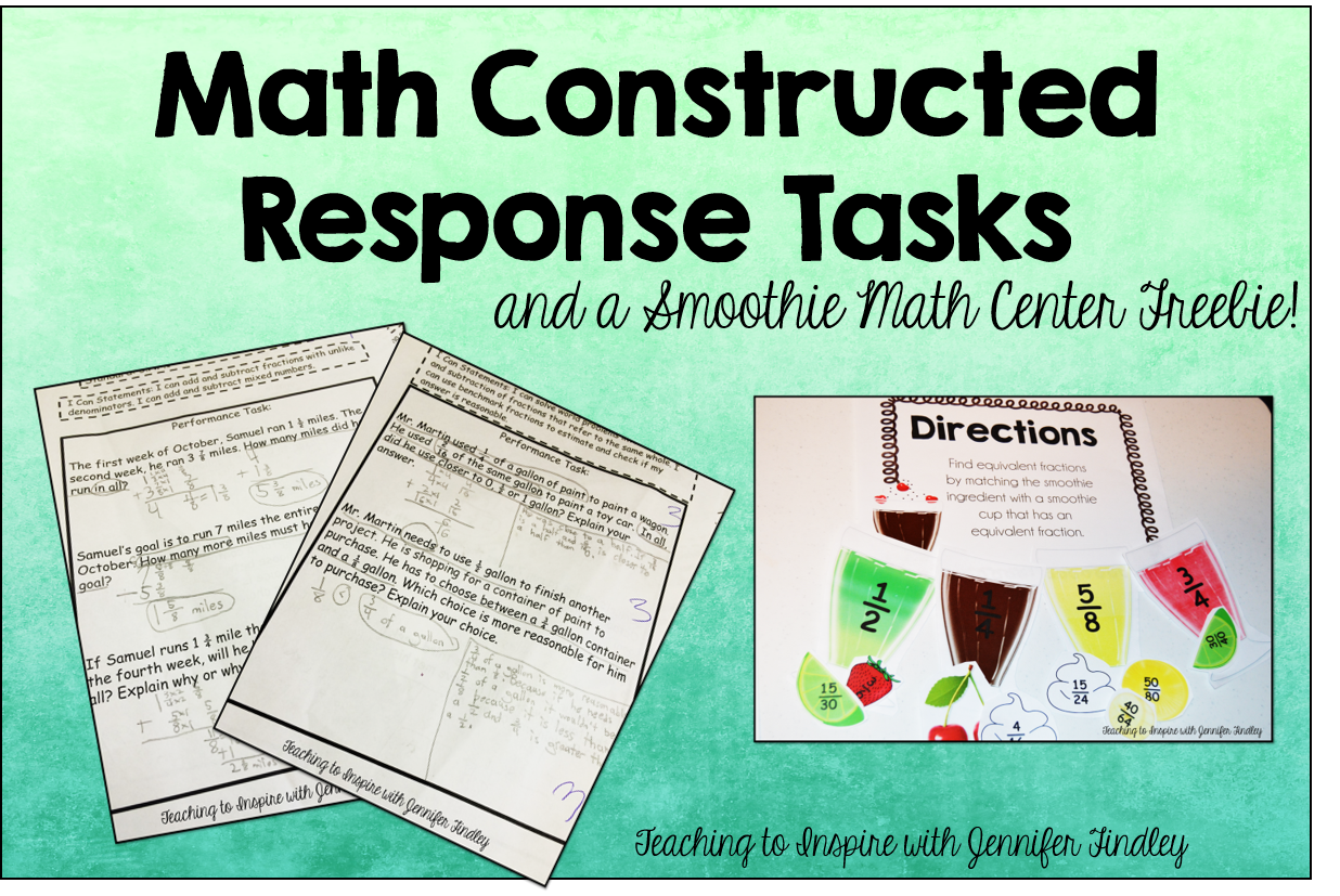 Math Constructed Response Tasks and Smoothie Math Center Freebie Teaching With Jennifer Findley