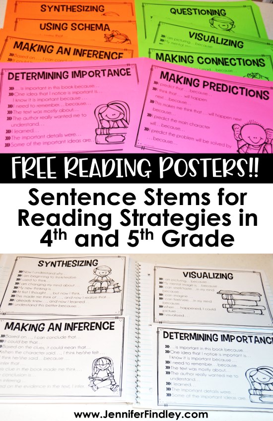 FREE Sentence Stems for Reading Strategies