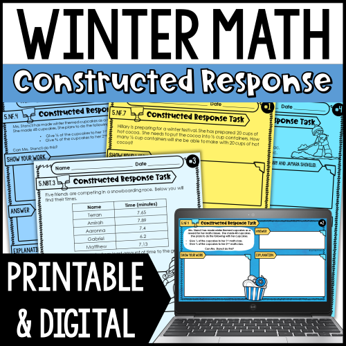 Download this free set of winter math constructed response tasks!