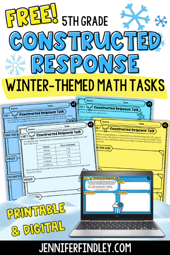 Grab these free winter math constructed response practice tasks!