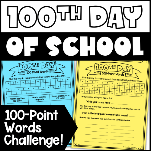Use this free printable activity to challenge your students to create words on the 100th day of school.