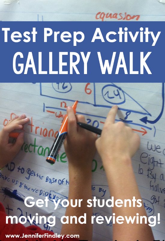 Gallery walk review may be my favorite test prep activity. It is a spin off a gallery walk and gets kids moving and critiquing each other's work. This test prep activity works well with all subjects!