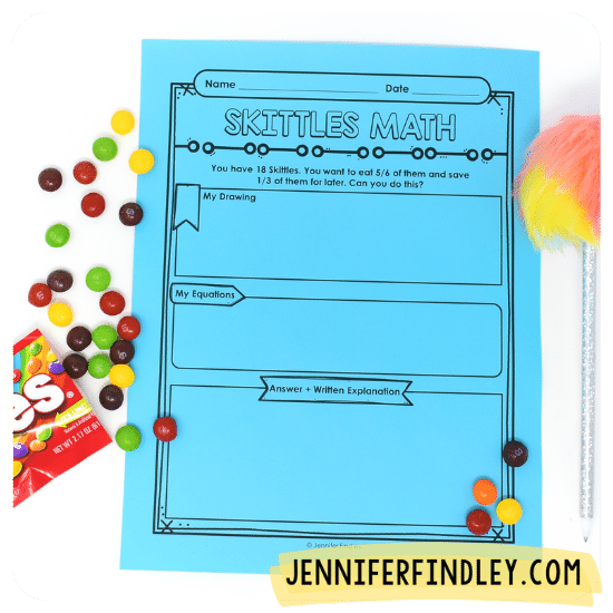 Practice multiplying and dividing fractions with these FREE printables and incorporate Skittles into your math lesson!