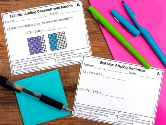 Exit slips are the perfect way to get a quick snapshot of how your students are performing on a skill after whole group instruction. Read more activtiies and tips for whole group math instruction on this post.