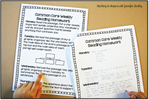 Common Core Reading Homework Review for Upper Elementary