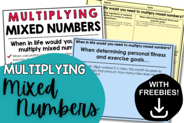 Use these free printables to practice multiplying mixed numbers with real-life situations.
