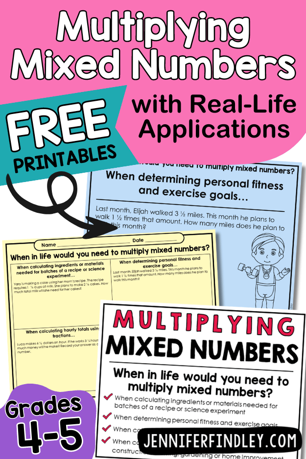 Are you looking for ways to make multiplying mixed numbers relatable? Use these free printables to review real-life situations that require you to multiply mixed numbers.