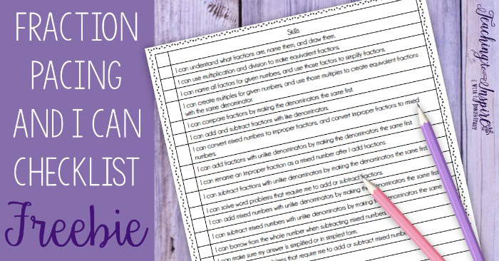 5th Grade Fractions | Pacing and Checklist