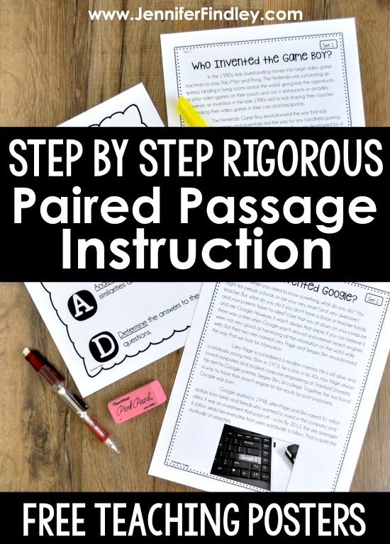 Step-by-step paired passage instruction for 4th and 5th graders! Instruction using paired passages can be tricky but the step-by-step process that this post shares will break down the process for you and your students. Click through to read more and grab some free paired passage teaching posters.