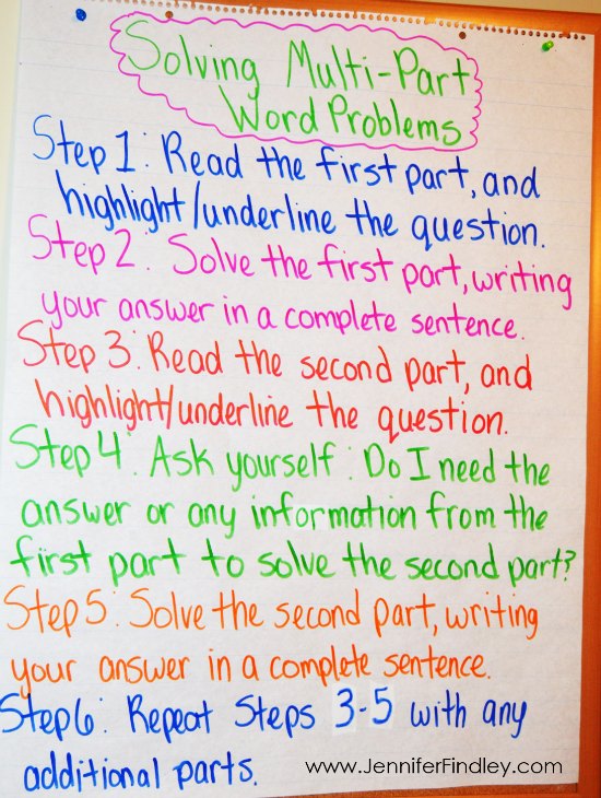 Multi part word problems can be just as tricky (if not trickier) than multi step word problems. Check out this post for tips and a free printable to help your students tackle rigorous word problems and constructed response math tasks that have multiple parts.