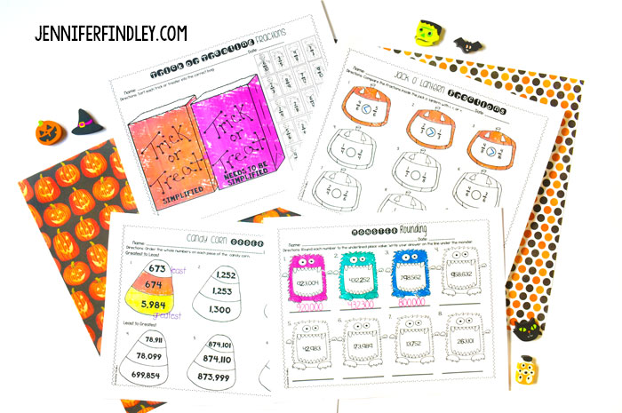 Halloween math printables for grades 4-5! Embrace your students' excitement with these themed Halloween math activities.
