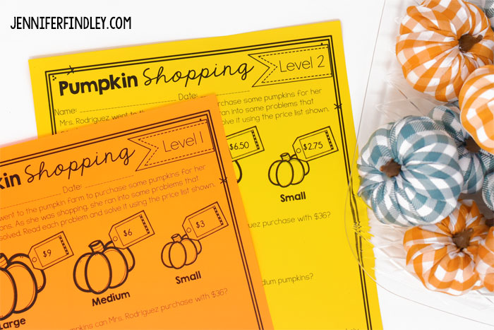 Fall-themed math worksheets and printables for grades 4-5