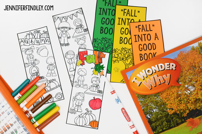 FREE bookmarks with a fall theme to give students