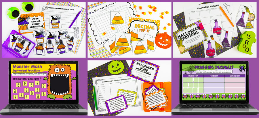 Halloween Math Centers for 4th and 5th Grade