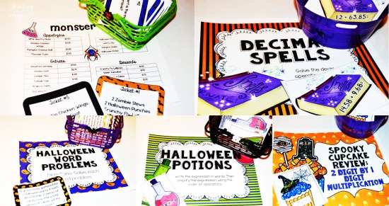 Halloween Math Centers for 4th and 5th Grade