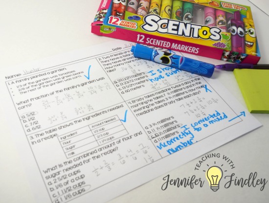 Use scentos or other smelly pencils to instantly engage your students in test prep. Have them fix incorrect answers with post it notes. Read more ways to engage your students in paper and pencil test prep review on this post.