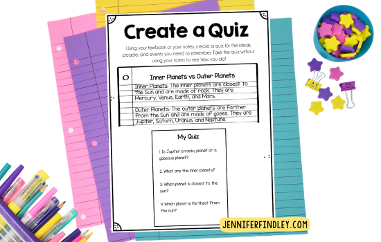 Teach your students how to study by creating a quiz and exchanging it with a classmate.
