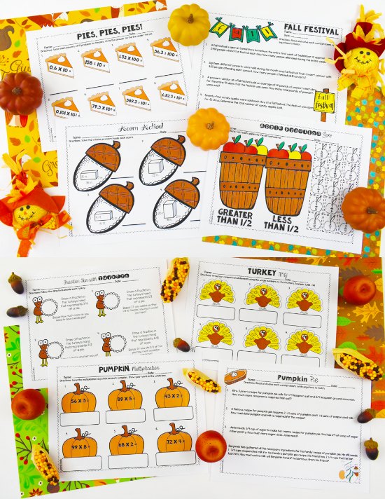 Thanksgiving 6th grade math worksheets