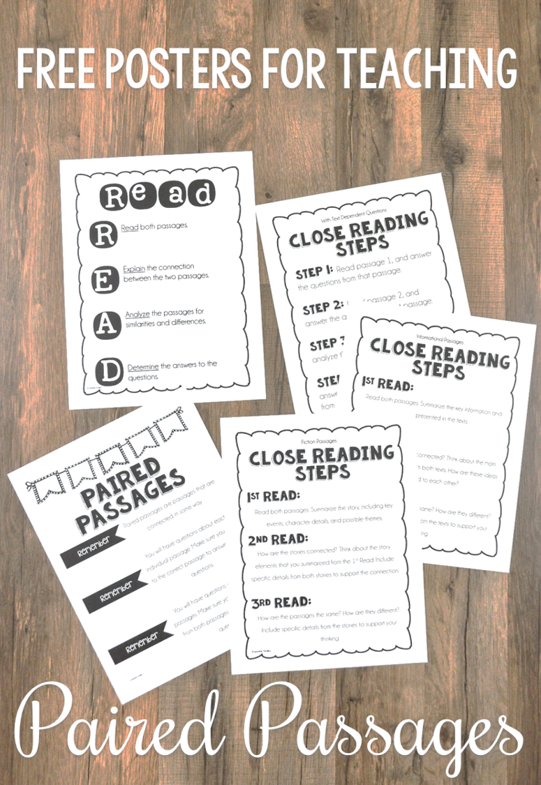 FREE teaching posters for paired passages and paired texts.
