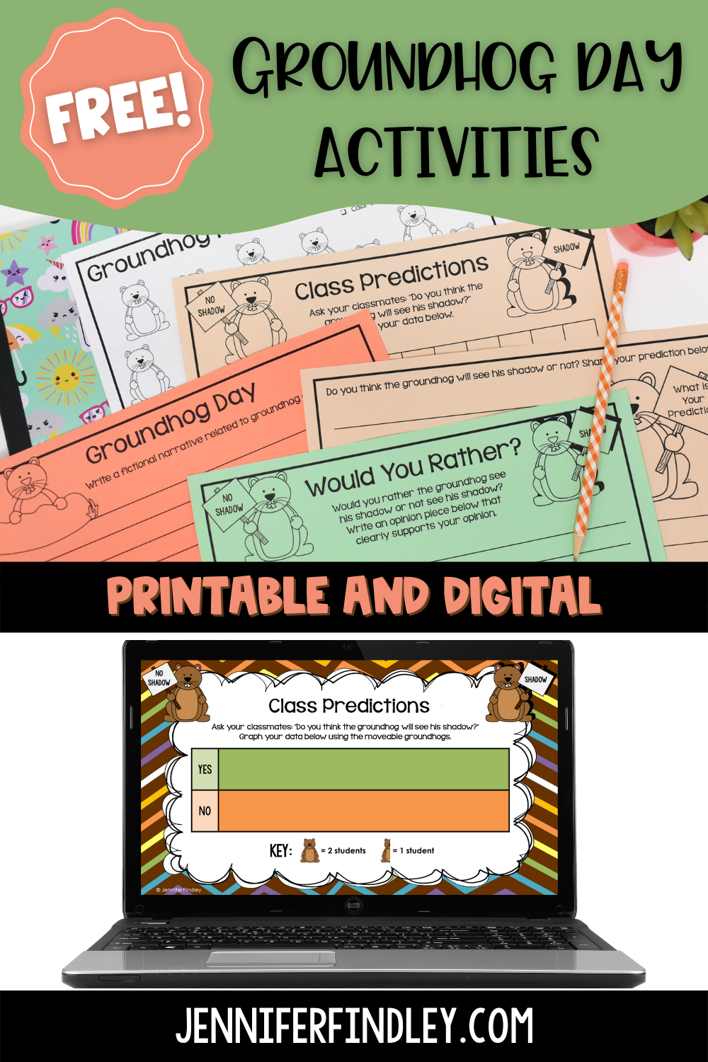 Download these free digital and printable Groundhog Day activities.