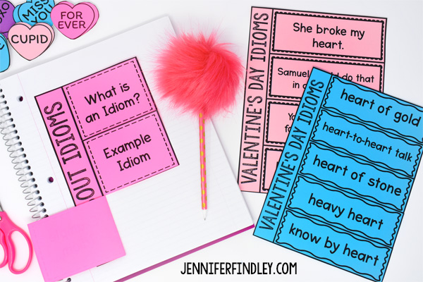 FREE Valentine's Day Idiom INB Templates. Get more ideas for Valentine's Day in 4th and 5th grade on the post!